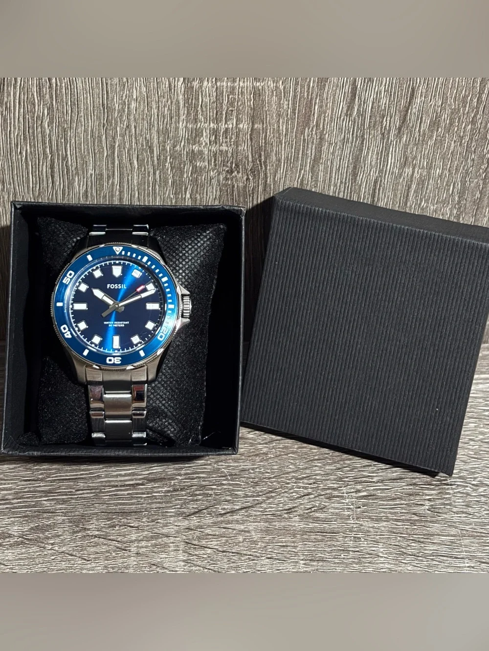 Blue Fossil Dalton Stainless Steel Men’s Watch With New Battery